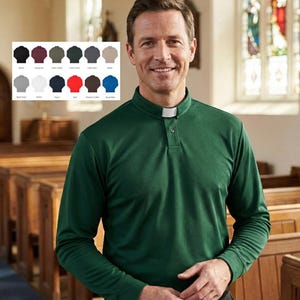 Camisa clerical para hombre, lujosa, 100 % algodón, MANGA LARGA en 12 colores