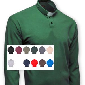 Men’s Luxury LONG SLEEVED Cotton Clerical Polo Shirt, 12 Colours