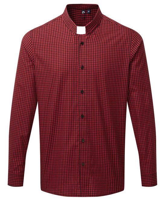 新品 willfully gingham check cleric shirt Blue Gingham Fair Trade Clerical Shirts