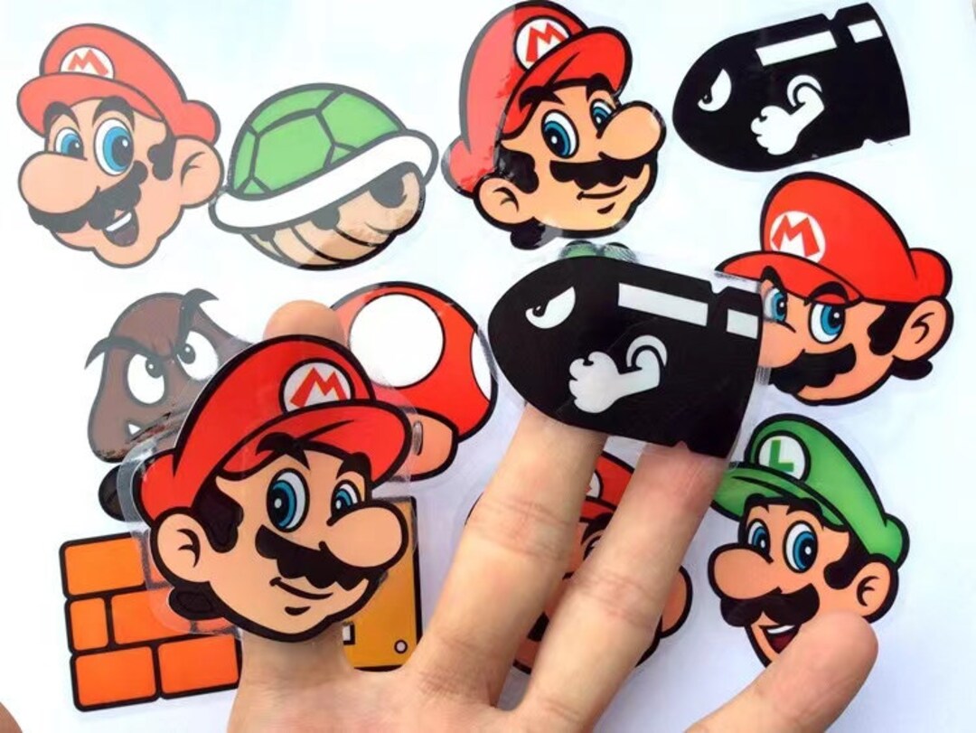 9 Big Pieces, Super Mario, Waterproof, Clear Stickers, Window Decal ...