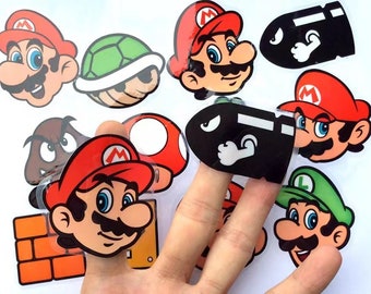 9 big pieces, Super Mario, Waterproof, Clear Stickers, Window Decal, Bumper Stickers