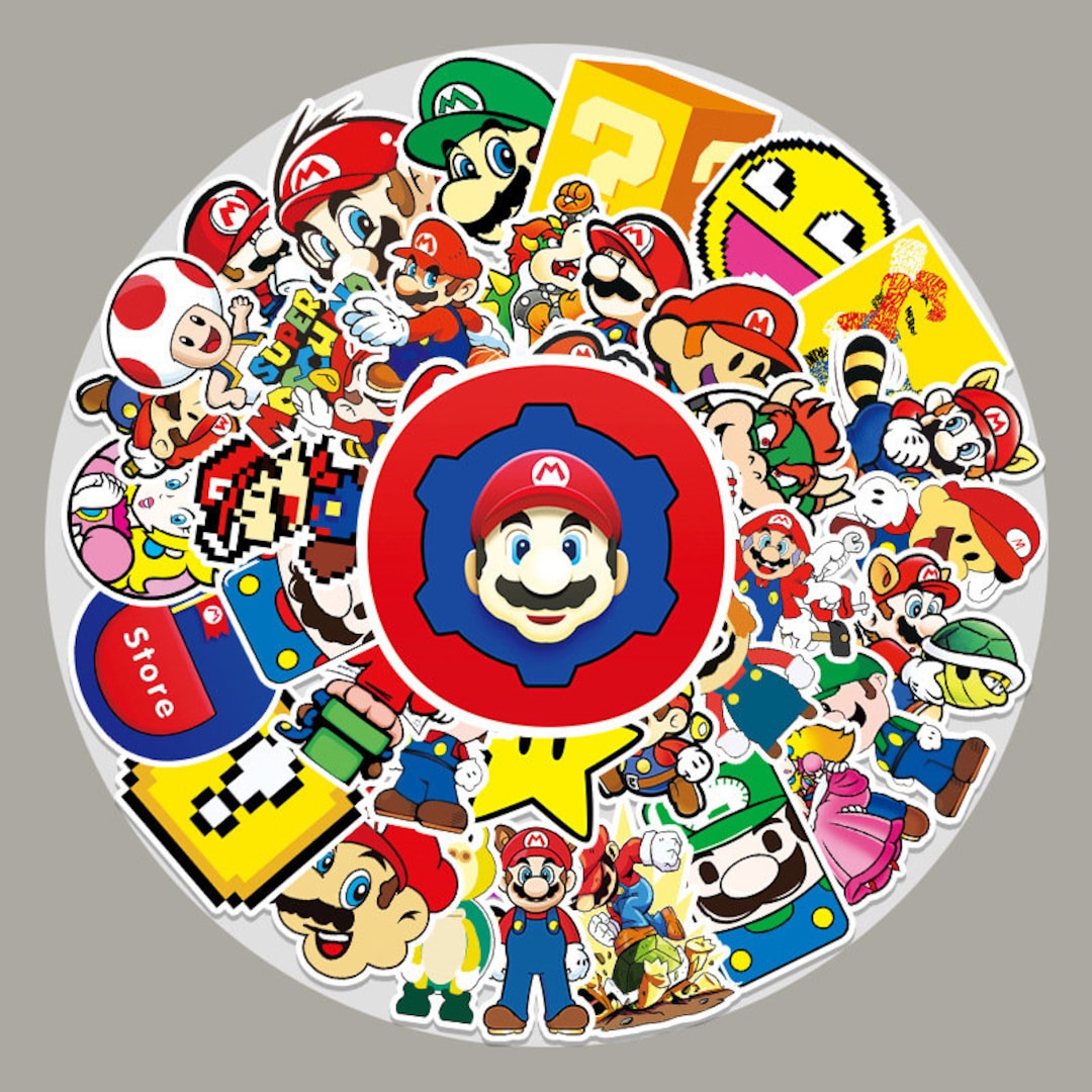 10 Super Mario Vinyl Sticker for Water Bottles Laptop Etsy