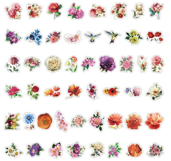 Beautiful Flower Stickers, Laptop Sticker, Planner Sticker, Vinyl Decal 