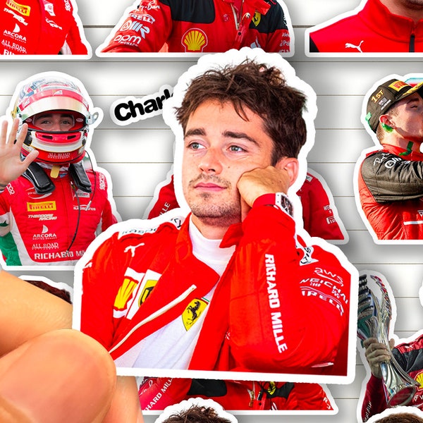 Charles Leclerc Formula One Sticker Pack F1 Team Ferrari Racing Track Waterproof Decals Bumper Stickers Laptop Hydroflasks Bottles