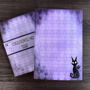Grimm the Shop Cat 4X6 Sticky Memo Pad • Kawaii and Gothic Aesthetic Stationery • Cute Sticky Note pad and Desk Accessory