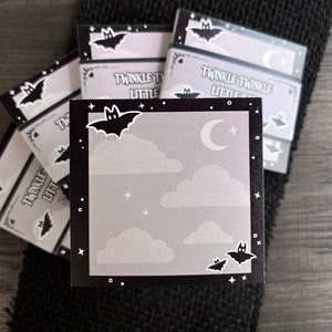 Twinkle Twinkle Little Bat Cute Sticky Note Pad • Kawaii and Gothic Aesthetic Stationery • Cute Memo Pad and Desk Accessory