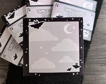 Twinkle Twinkle Little Bat Cute Sticky Note Pad • Kawaii and Gothic Aesthetic Stationery • Cute Memo Pad and Desk Accessory