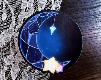 Goodnight Crystal Moon Sticker • Calcomanías de vinilo mate estéticas kawaii y góticas • Cute Deco para diarios, teléfonos y computadoras portátiles
