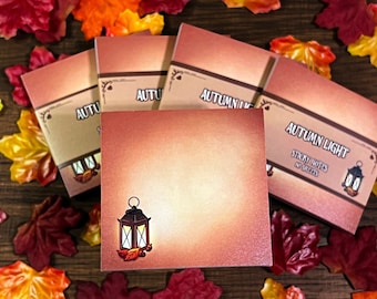 Bloc de notas adhesivas con luz otoñal • Papelería con farolillos de otoño de estética gótica y kawaii • Bloc de notas y accesorio de escritorio espeluznante y lindo