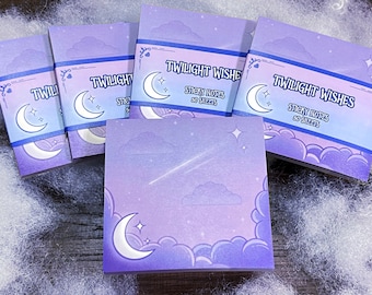 Twilight Wishes Cute Sticky Note Pad • Kawaii and Gothic Aesthetic Stationery • Cute Memo Pad and Desk Accessory
