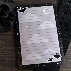Twinkle Twinkle Little Bat 4X6 Sticky Memo Pad • Kawaii and Gothic Aesthetic Stationery • Cute Sticky Note pad and Desk Accessory