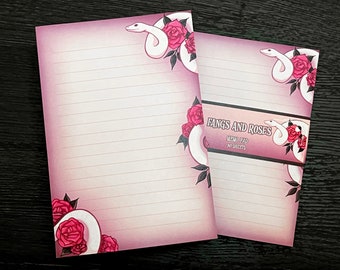 Reißzähne und Rosen 100x150 Haftnotizblock • Kawaii und Gothic ästhetik Briefpapier • Süßer Haftnotizblock