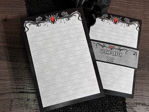 Gothic Queen 4X6 Sticky Memo Pad • Kawaii and Gothic Aesthetic Stationery • Cute Sticky Note pad and Desk Accessory