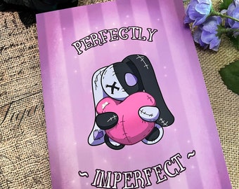 Perfectly Imperfect 5x7 Bittersweet Bunny Art Print • Kawaii and Gothic Aesthetic Art • Cute Wall Art Print