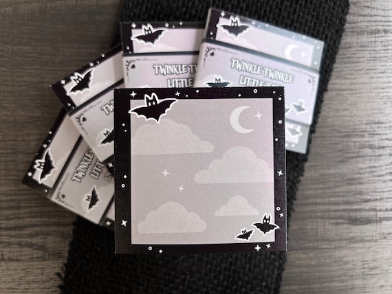 Twinkle Twinkle Little Bat Cute Sticky Note Pad • Kawaii and Gothic Aesthetic Stationery • Cute Memo Pad and Desk Accessory