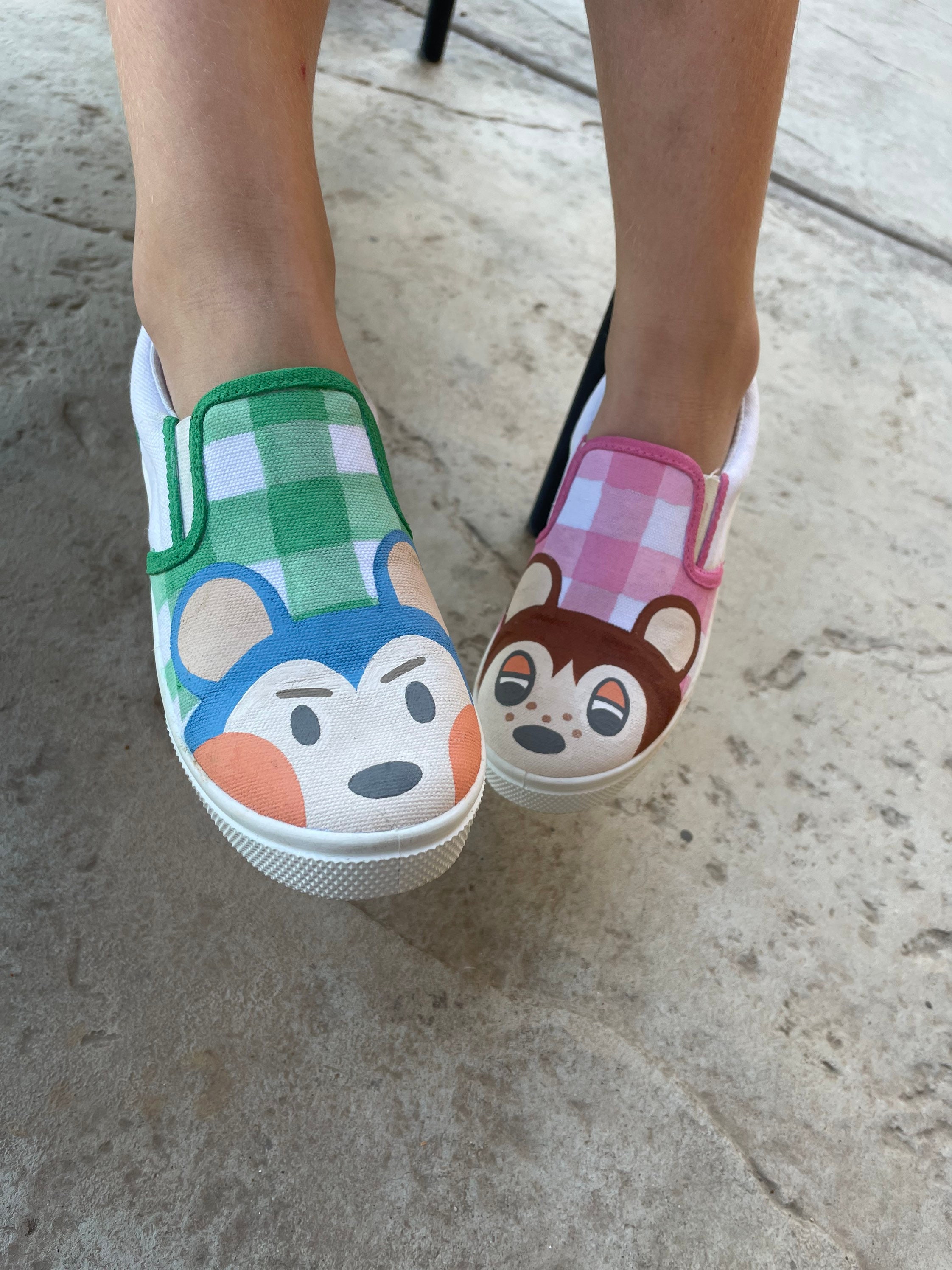 Handpainted Animal Crossing Slipon Canvas Shoes Etsy UK