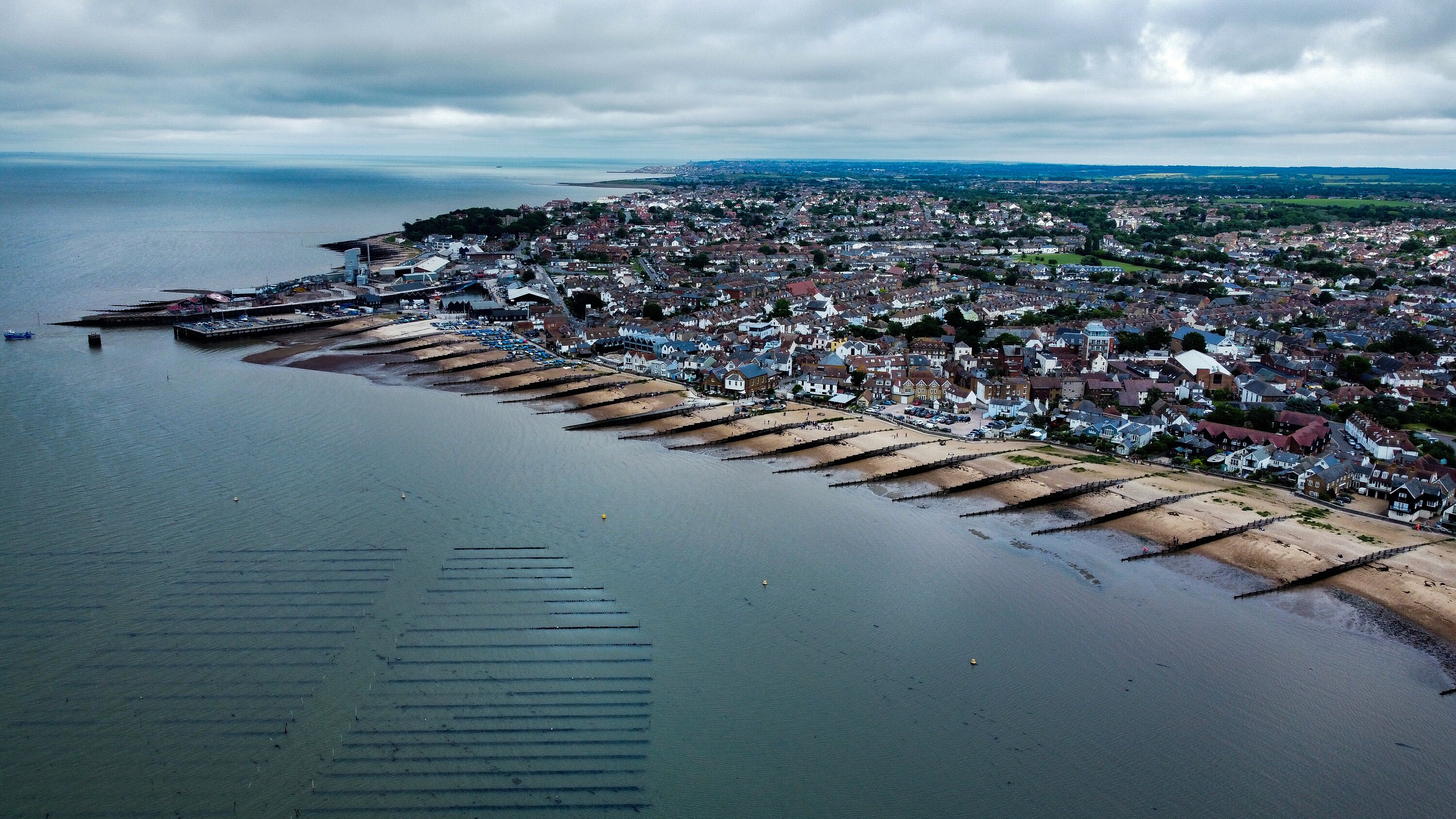 Whitstable Beach oyster farm and harbour print Etsy