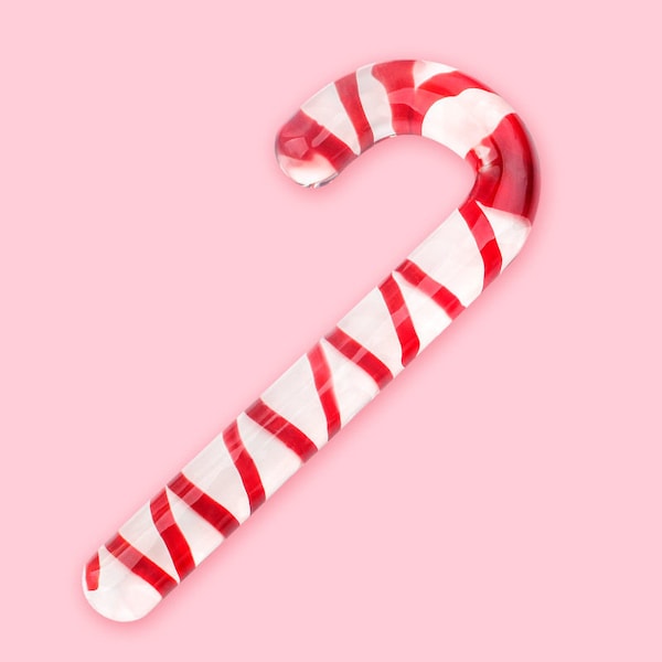 Lollipop Glass Dildo for Woman, Glass Crystal Pleasure Wand, Candy Cane Dildo Curved Glass, Glass Anal Sex Toy #DILDOTN09