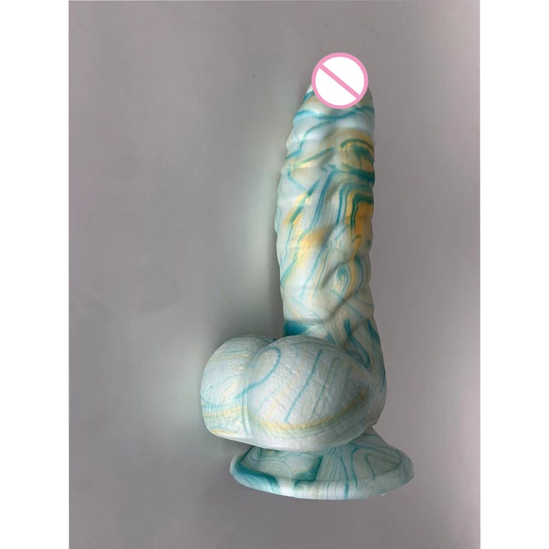 Blue Yellow Dragon Dildo for Woman, Suction Cup Silicone Dildo, Fantasy Sex Toy, Realistic Monster Dildo, Ribbed Head Dildo #DILDO16 