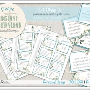 Peace Faith Journal fordert auf, Gruppentherapie Frage Diskussionskarten, andächtige Aktivität, Bibelarbeit, Dankbarkeit Christian Instant Download