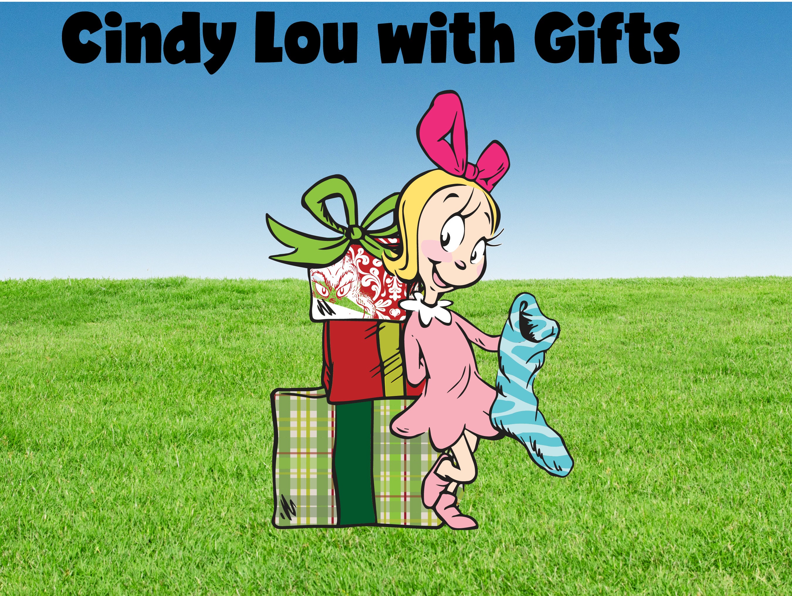 Cindy Lou Who con regalos y un Grinch oculto Whoville - Etsy España