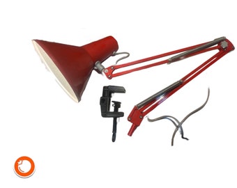 1960er Architektenlampe Jac Jacobsen DESIGNKLASSIKER Schreibtischlampe orange mit neuer 3W Edison LED Germany