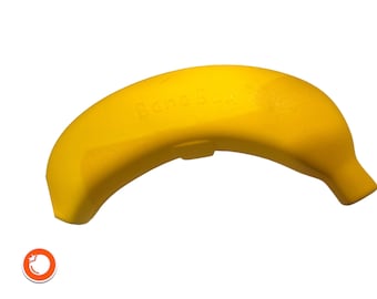 Lattina di banana gialla degli anni '90 per la banana della scuola o dell'ufficio, ecc. Plastica gialla Germania