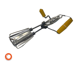 1970s hand mixer with 2 tools orange-silver Germany
