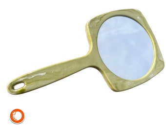 Miroir des années 1970, miroir à main et de poche, miroir de maquillage, miroir de maquillage vert marbré 20 cm Allemagne