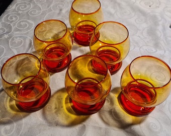 1970s set of 6 glasses (long drink, lemonade etc.) orange Glas Germany