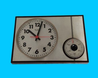VERY RARE 1960s Weimar wall clock kitchen clock fully functional with egg timer Germany