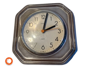 1970s Kienzle Quartz wall clock kitchen clock ceramic fully functional gray-white Germany wP09