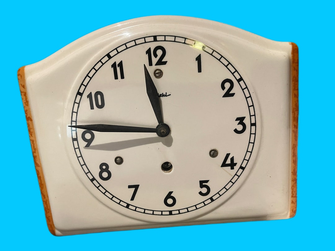 1930s Diehl Mechanical Wall Clock Kitchen Clock Ceramic 8day Etsy