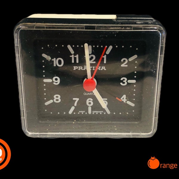 1970s Prätina Quartz Travel Alarm Clock Battery Very Stylish Top Condition Red Watch Running Germany