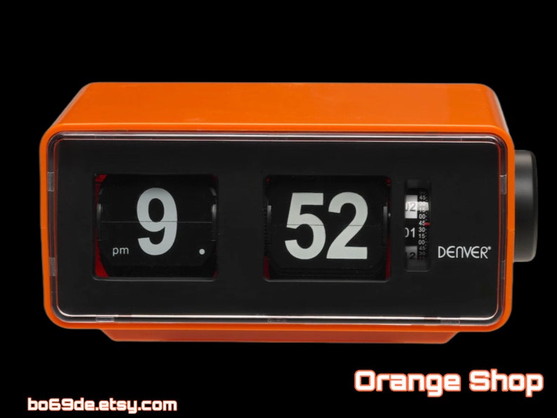 1970s New flip clock radio alarm clock Denver flip clock radio fully functional as new OVP NOS orange Germany image 2