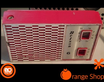 1960s Belson Solistate Transistor Radio Red for On the Go Battery Operation