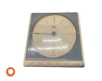 VERY RARE 1960s original German Midcentury porcelain vintage wall clock by DIEHL electronic, kitchen clock WP09