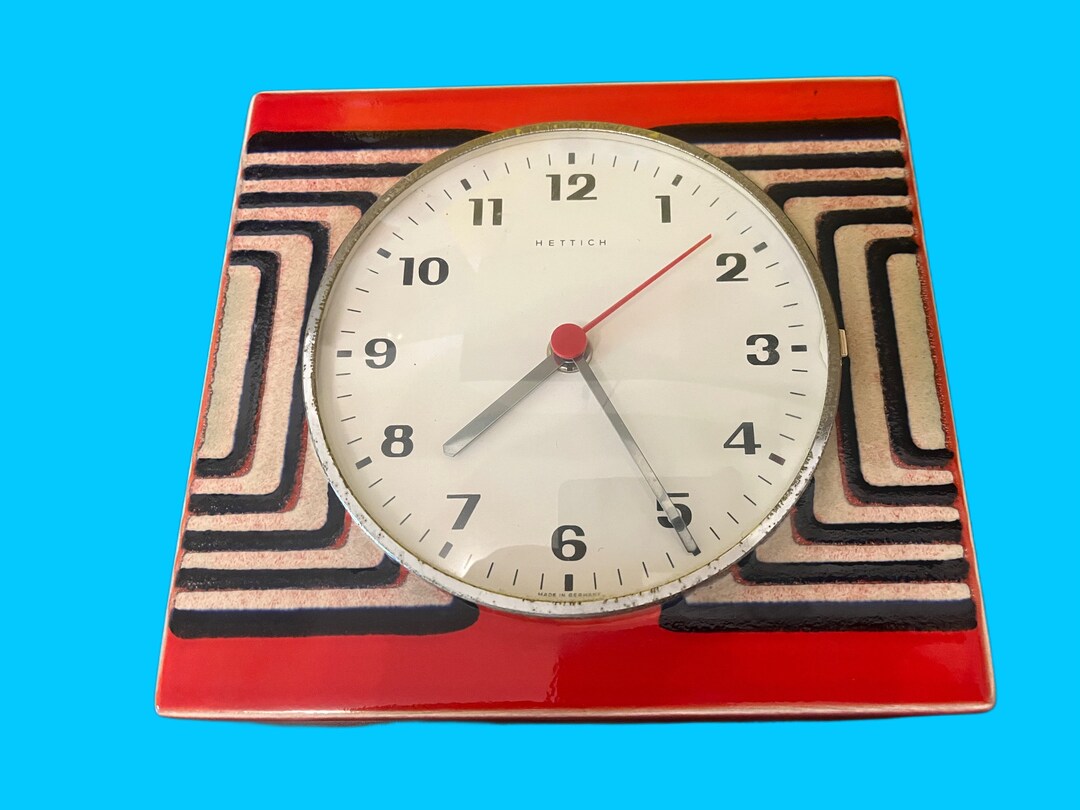 1960s Hettich Stylish Kitchen Clock Made of Porcelain Quartz Etsy