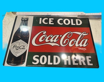 1990s original Coca Cola tin sign, ice cold, 43 cm *29 cm Germany WP03