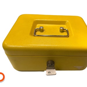 1970s cash box with key 22 cm yellow Germany image 1