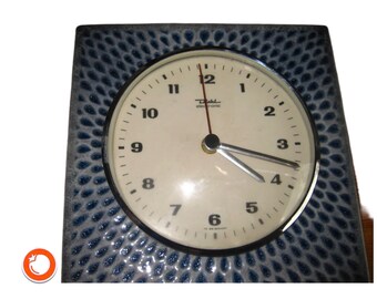 VERY RARE 1970s original DIEHL electronic German Midcentury porcelain vintage wall clock with new movement kitchen clock