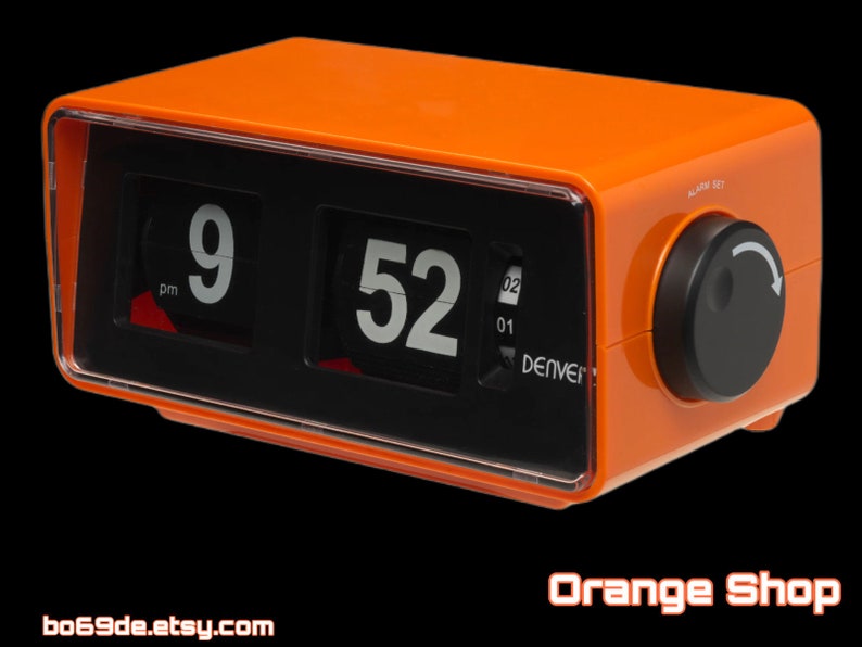 1970s New flip clock radio alarm clock Denver flip clock radio fully functional as new OVP NOS orange Germany image 1