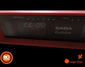 1970s SABA Folding Number Alarm Clock Radio Alarm Clock Flip Clock Radio Fully Functional with Timer FM AM Red Japan