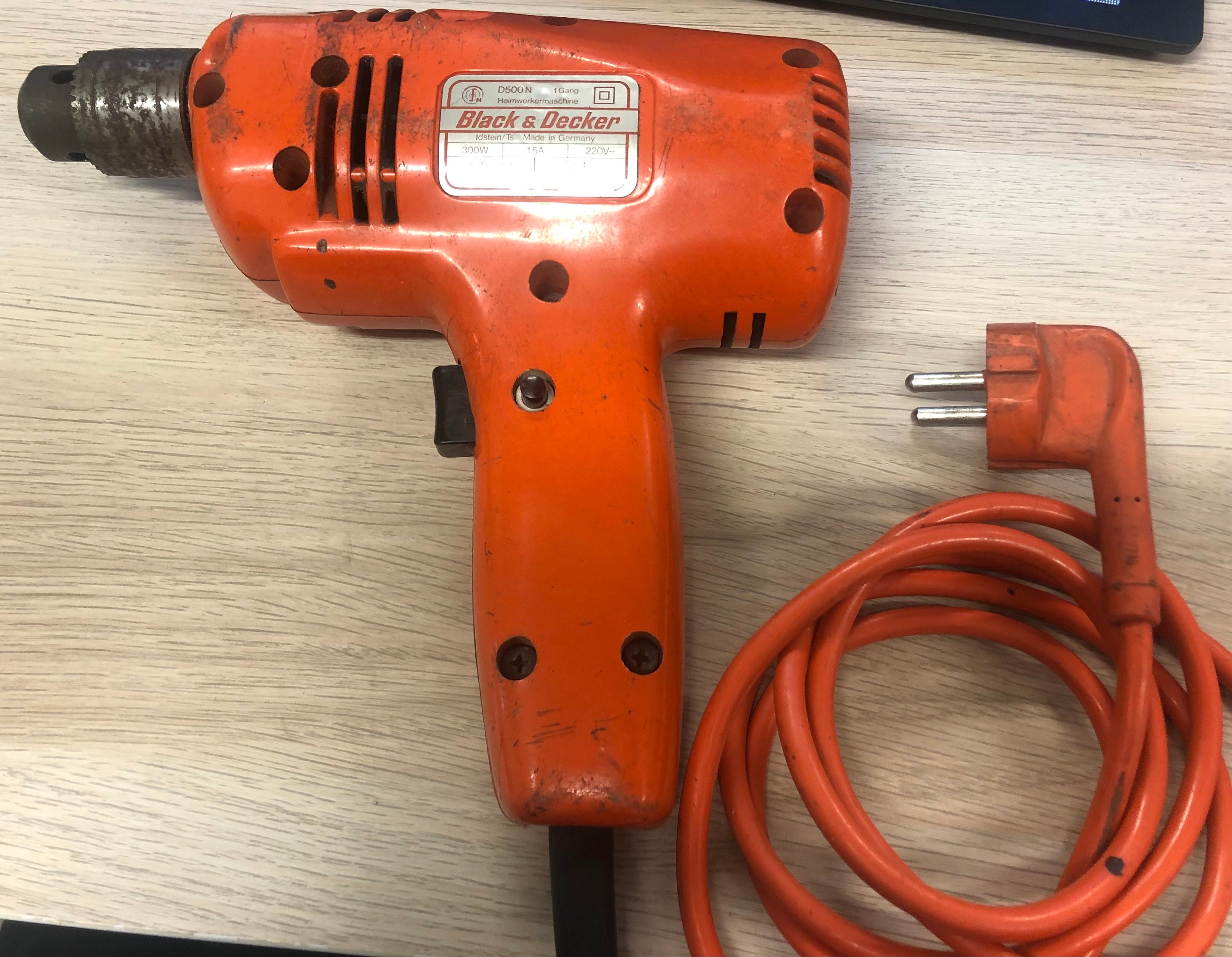 1970s Black and Decker Drill Orange Fully Functional D500N/ 300W