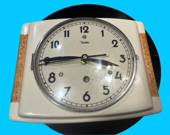 1930s Diehl wall clock kitchen clock ceramic with new movement Quartz fully functional Germany