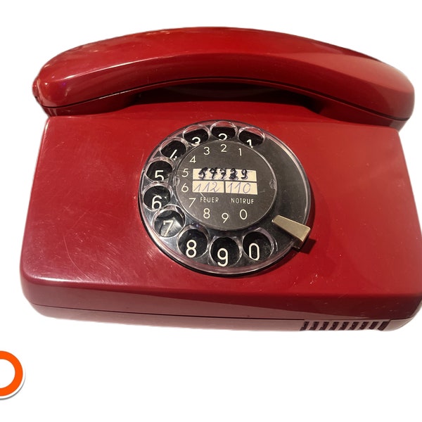 1980er Telefon deutsche Post FeTap 791-1 Wählscheibentelefon Grundfarbe rot Voll funktionsfähig  5m Kabel Germany VP13