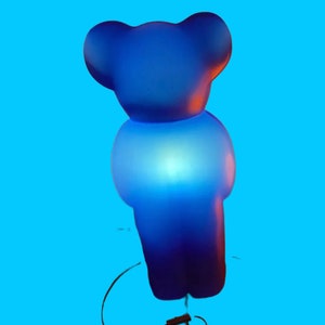 1990s LUMIBÄR 58 cm Original Elmar Flötotto DESIGN LAMP Bear standing approx. 58 cm BLUE Germany image 5