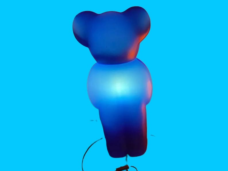 1990s LUMIBÄR 58 cm Original Elmar Flötotto DESIGN LAMP Bear standing approx. 58 cm BLUE Germany image 5