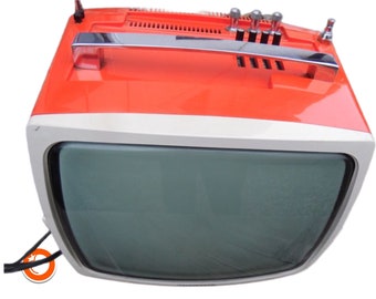 1970s Telefunken Porti 1200 portable television transistor space age design TV orange Germany VP80
