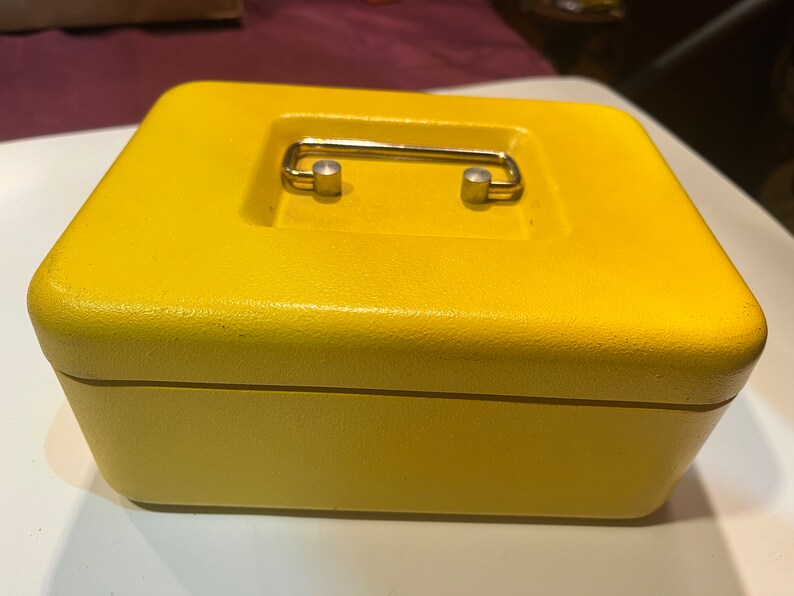 1970s cash box with key 22 cm yellow Germany image 3